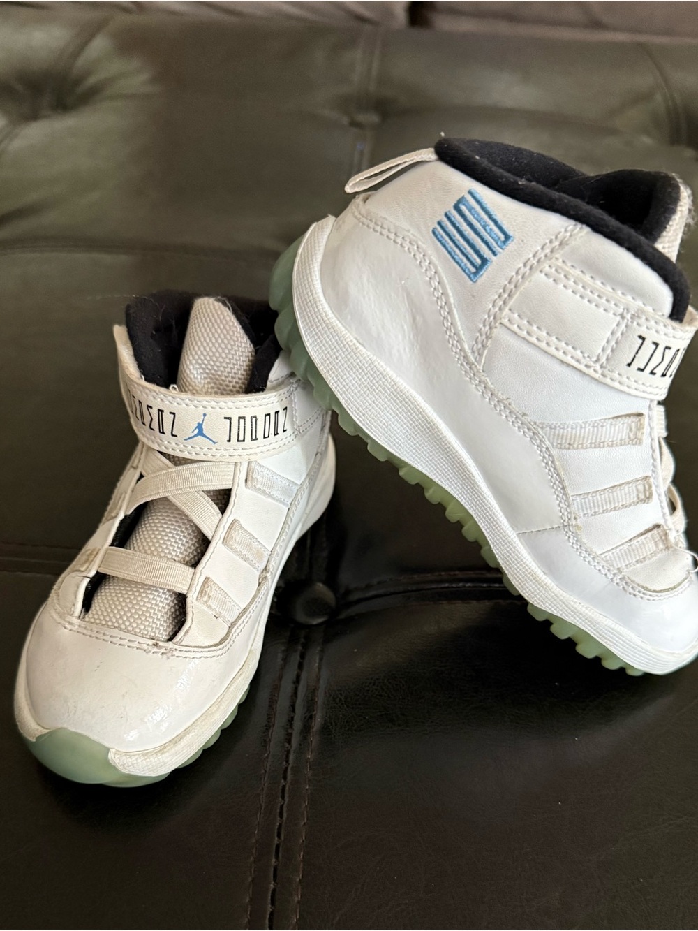 Jordan Kids White Sneakers with Light Blue Accents
